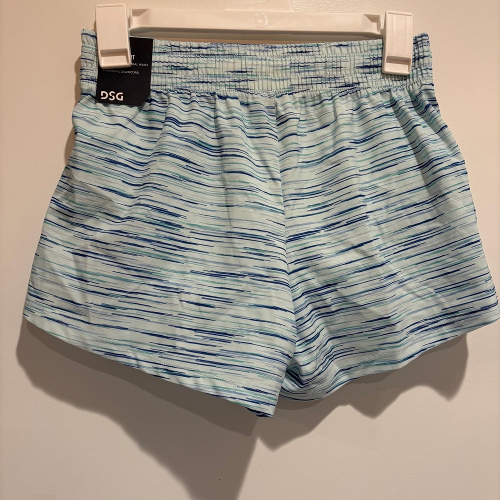 Kid's Mid-rise stride shorts built-in brief  50+ UV protection cyan spacedye L